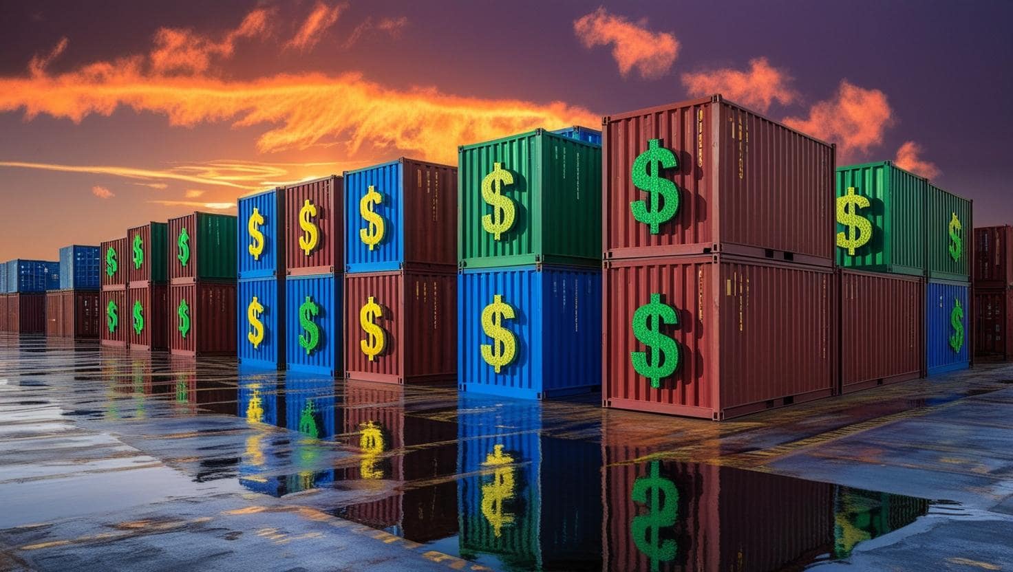 containers with dollars